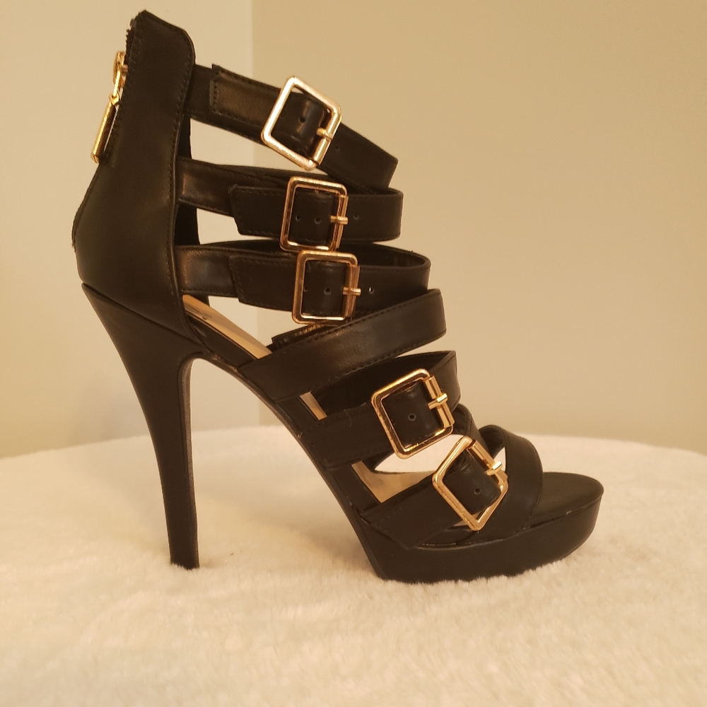D Brand Black Caged Heels 5.5" - SIze 8